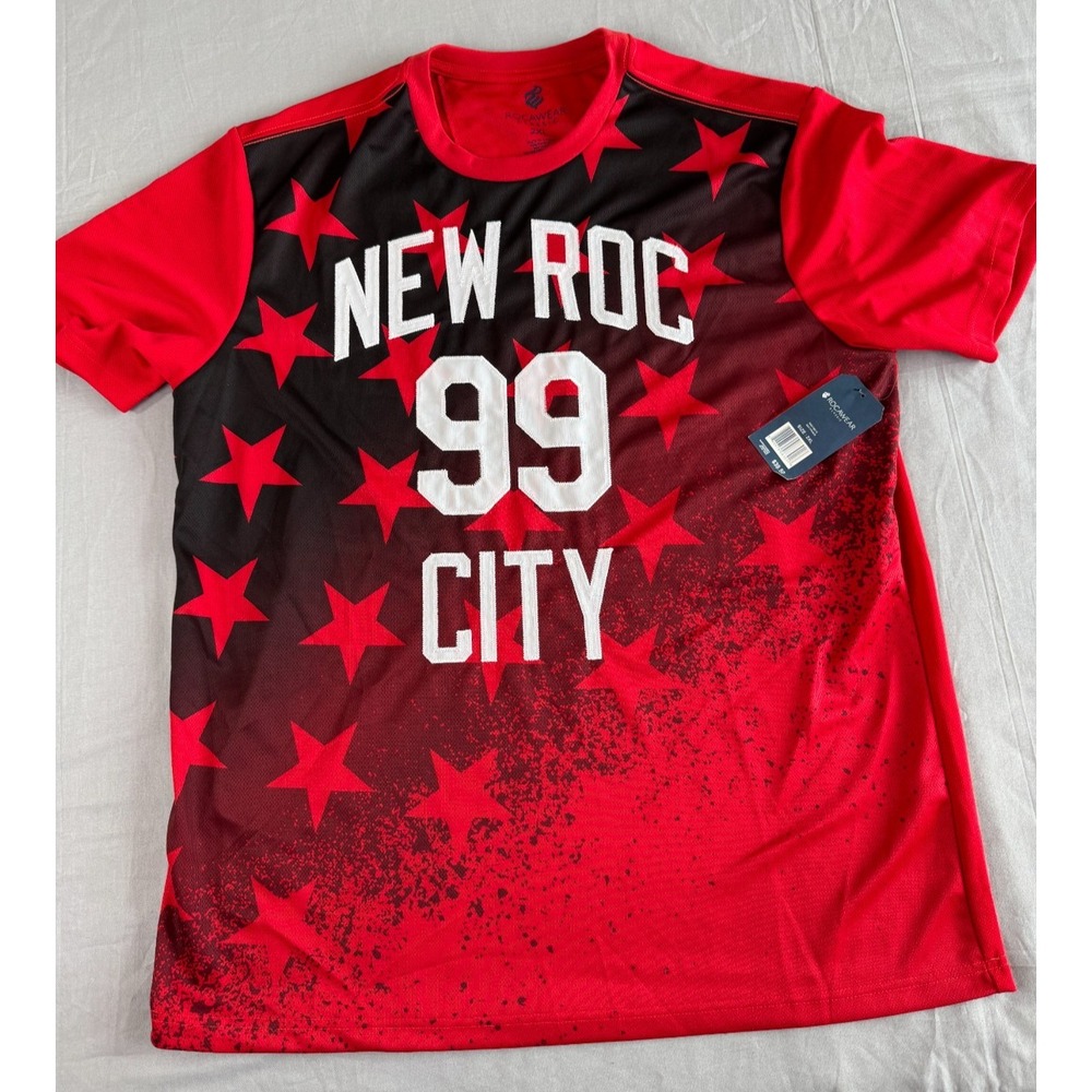 Rocawear‎ Y2K T-shirt Red 2XL Cotton Stars New Roc City Sewn on Patches New Old